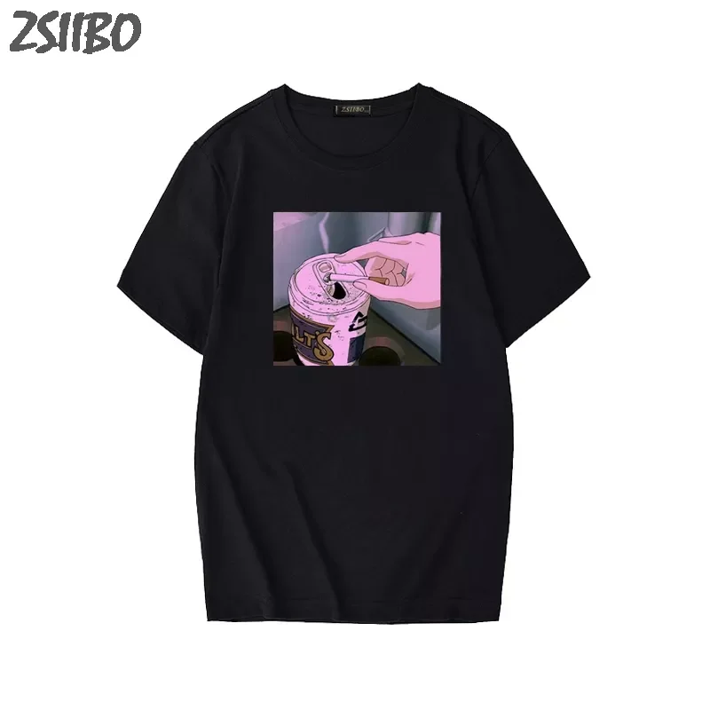 

2022NEW T-shirt 2019 NEW Arrival Sad Anime Vaporwave Print t shirt men Aesthetic Japan Otaku Male Casual Short Sleeve Tops M-3XL