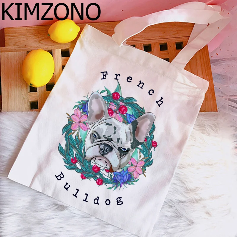 

Сумка для покупок с французским бульдогом, хлопковая эко-сумка для продуктов, ecobag sacola reciclaje, тканевая сумка, ткань