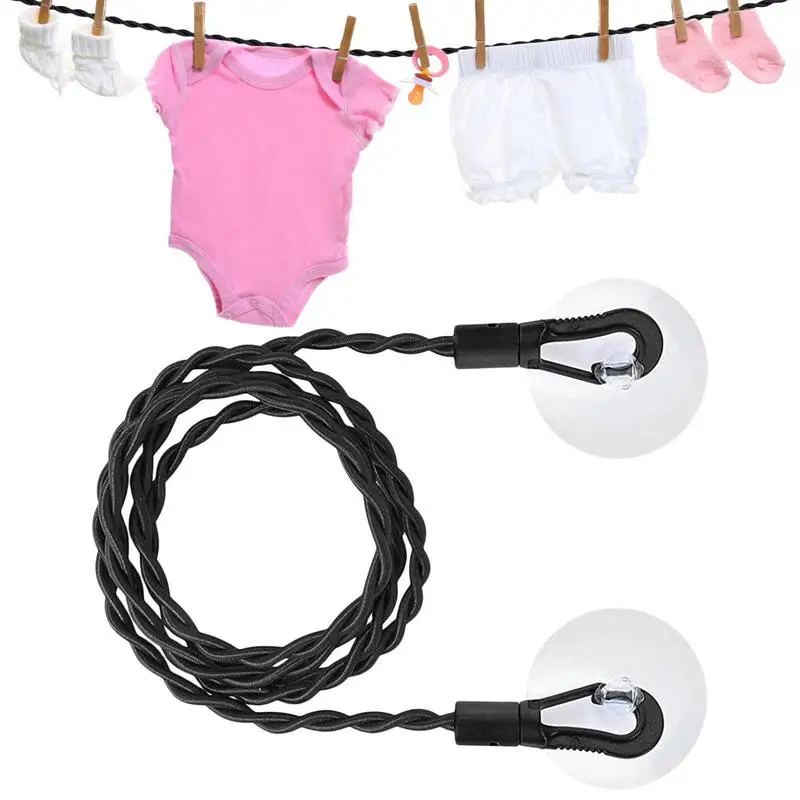 

Уличная веревка для белья, плетеный шнур, легкая установка, дорожная веревка для одежды с 2 Крепкие присоски, портативные аксессуары для кемпинга