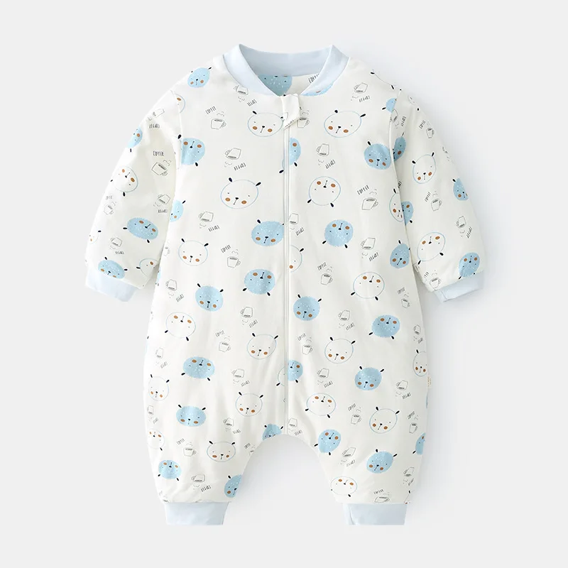 Baby sleeping bag autumn and winter baby thermostatic split-legs thickened pajamas newborn zipper multi-functional anti-kick
