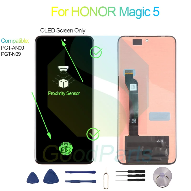 Фото Проверка перед отправкой для HONOR Magic 5: дисплей, сенсорный экран, панель дигитайзера, сборка ЖК-экрана PGT-AN00, PGT-N09, экран Magic 5 №2