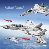 1186 pcs airplane building blocks j 15 shipborne fighter military city plane helicopters brick construction children toys