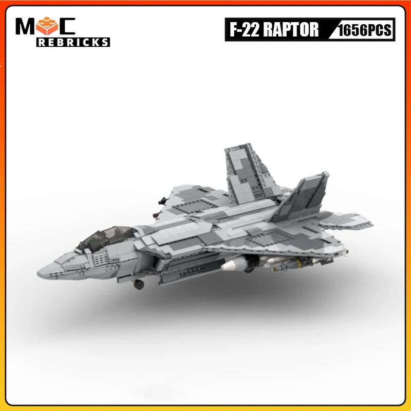 

Military Technical Ideas Series Assembly Building Blocks Moc Stealth Fighter F22 Raptor Model Bricks Toys for Boys Holiday Gift