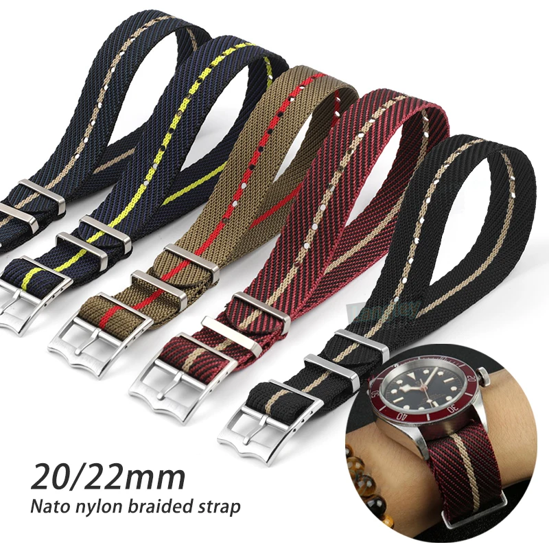 

Nato Strap Nylon Watch Band 20mm 22mm Braided Bracelet for Samsung Watch4 3 Active 46mm for Huawei Watch Bands Movable Ring Belt