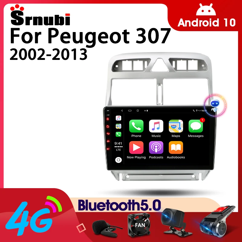 

Srnubi Android 11 автомобильное радио для Peugeot 307 2002-2013 мультимедийный видеоплеер 2Din 4G WIFI GPS навигация Carplay DVD головное устройство