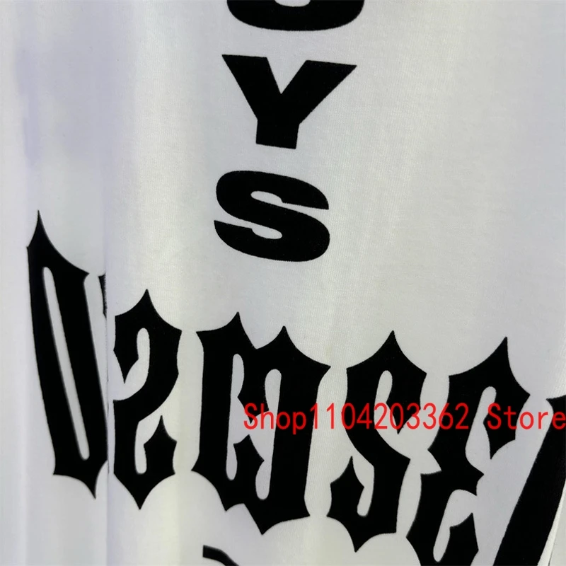 Лето 2024 свободная белая футболка 032c с короткими рукавами и английским буквенным