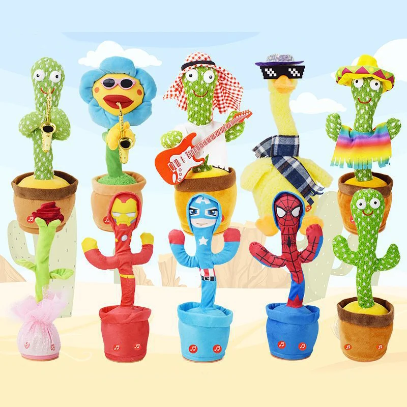 

New Dancing Cactus Doll Music Dancing Speak Talk Sound Record Repeat Electronic Plush Toys with USB Charging Gift for Baby Kids