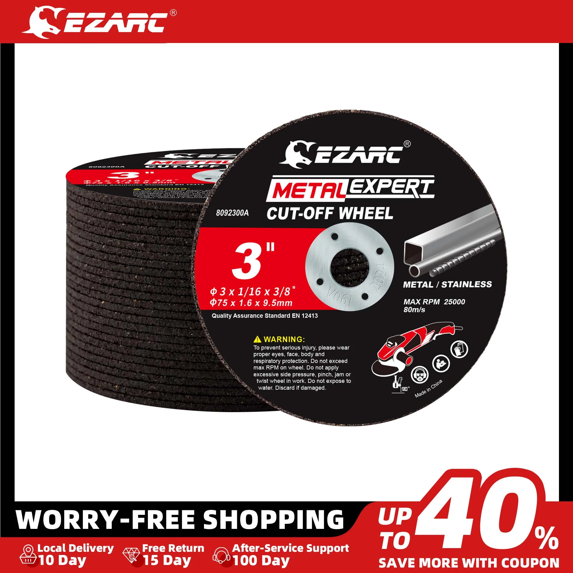 EZARC 25Pc Grinding wheel Angle grinder Accessories 75mm Cutting Wheel Metal Stainless Steel Cut Discs for Die Grinder