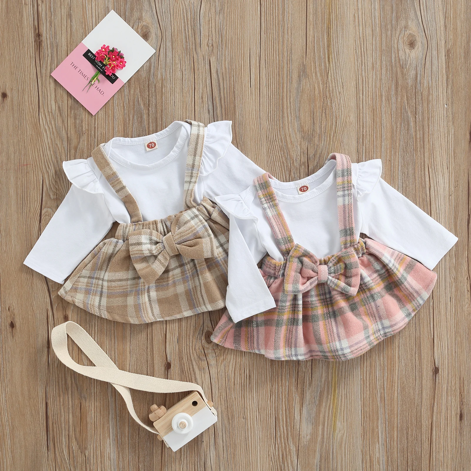 Костюм из двух предметов для маленьких девочек комбинезон с оборками и длинным