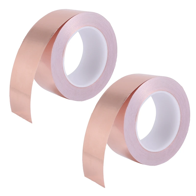 

2X Copper Foil Tape 50Mm X 30M For EMI Shielding Conductive Adhesive For Electrical Repairs,Snail Barrier Tape Guitar