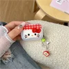 Фото Милый мультяшный чехол для наушников с кошачьими ушками для AirPods Pro 3 2, AirPods 4 3 2 1, мягкий чехол из ТПУ с бантом и брелоком-шармом в клетку, подарок для девочек, новинка №3
