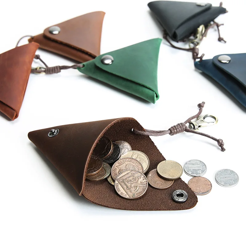Women's Small Genuine Leather Coin Wallet Children Mini Purses Hasp Money Clip Clutch Hobo Bags Men Gift Pouch New Manual Craft images - 6