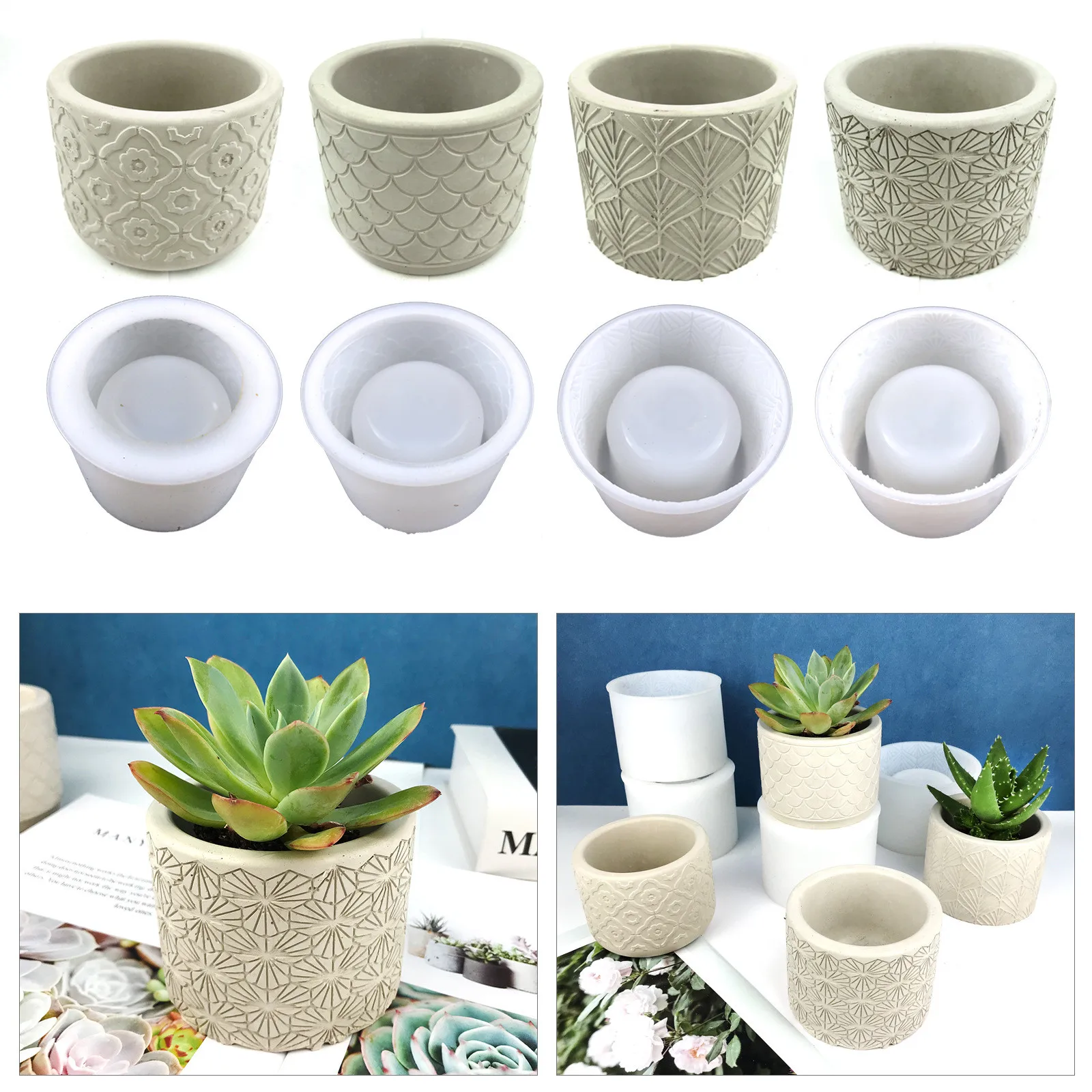 

Cylindrical Flower Pot Clay Silicone Mold DIY Concrete Resin Molds Succulent Flower Pot Mold for Gardening Aroma Candle Making