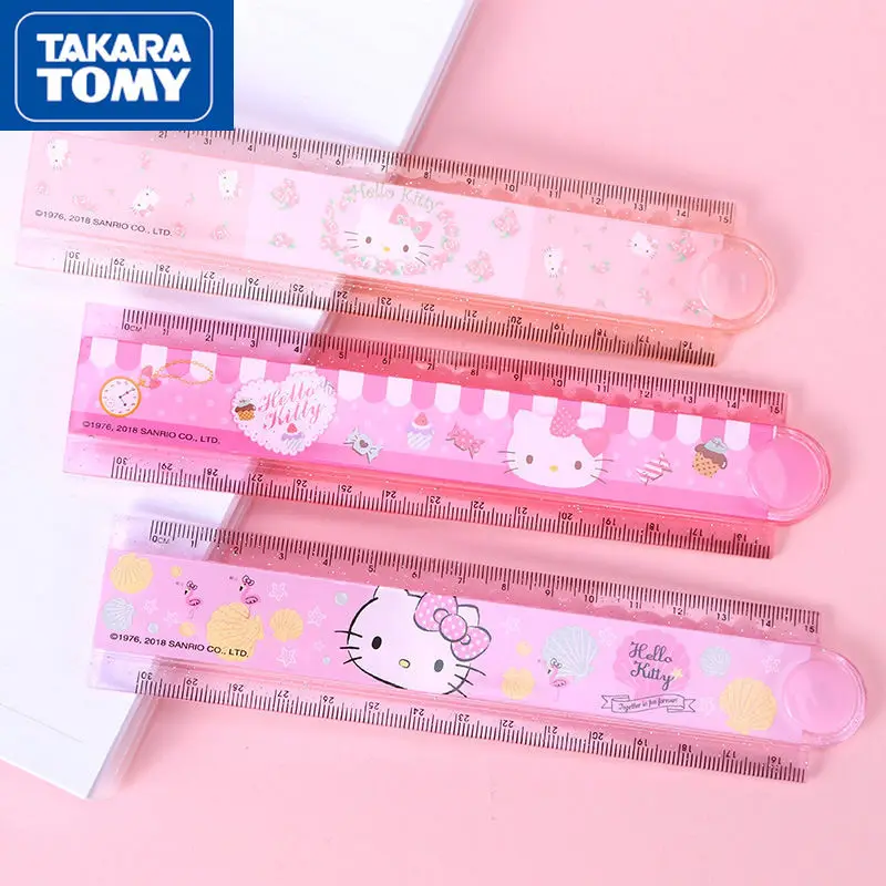 

Hello Kitty TAKARA TOMY модная Милая мультяшная Складная Линейка Канцелярские Принадлежности Набор Простые портативные школьные принадлежности для ...