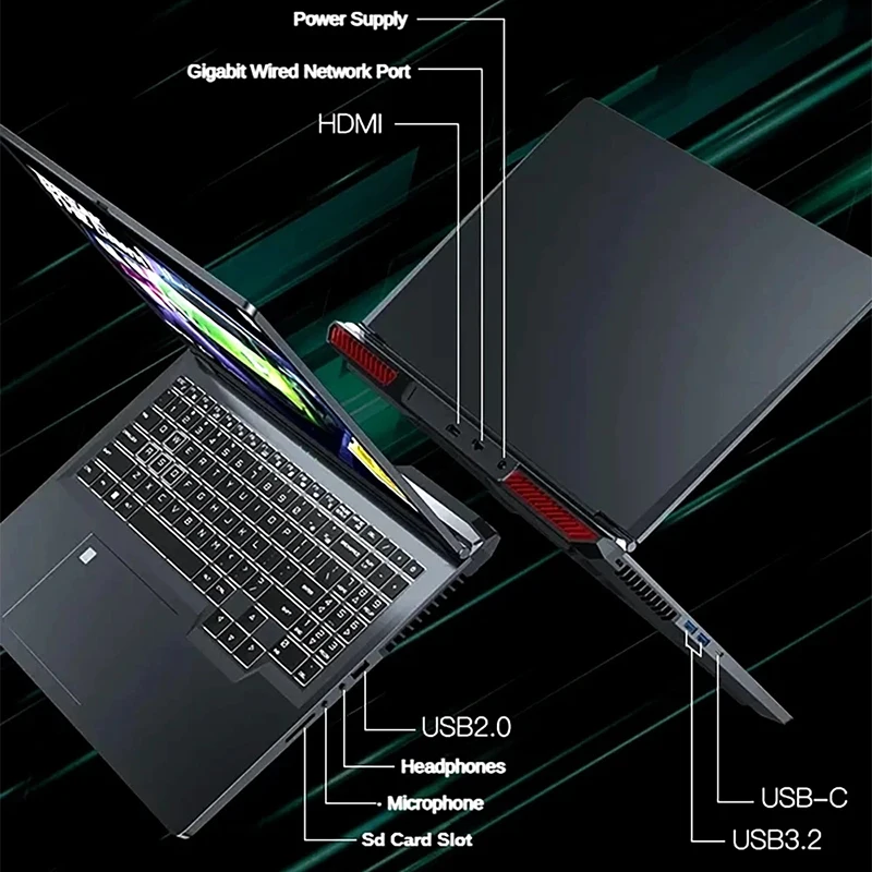 Игровой ноутбук 16-дюймовый Intel Core i9-12900H NVIDIA RTX 3060 6G 64 ГБ ОЗУ 4 ТБ SSD DDR4 Win11 HD Камера WiFi5