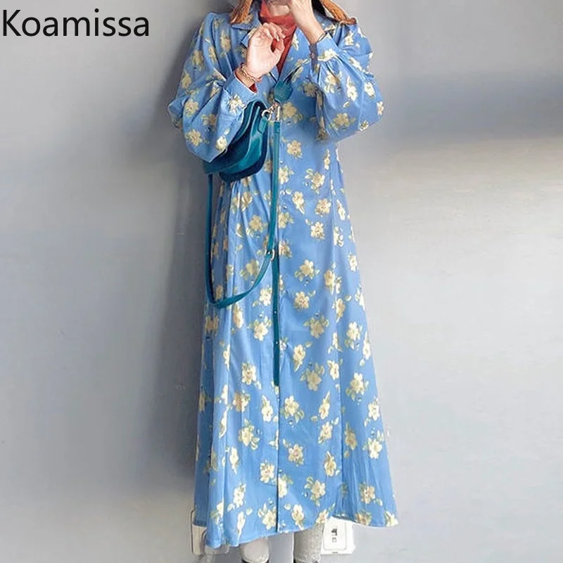 

Koamissa Flower Women Maxi Dress Sweet Lady Chic Korean Spring Autumn Dresses Long Sleeves Bodycon Party Slim Vestidos