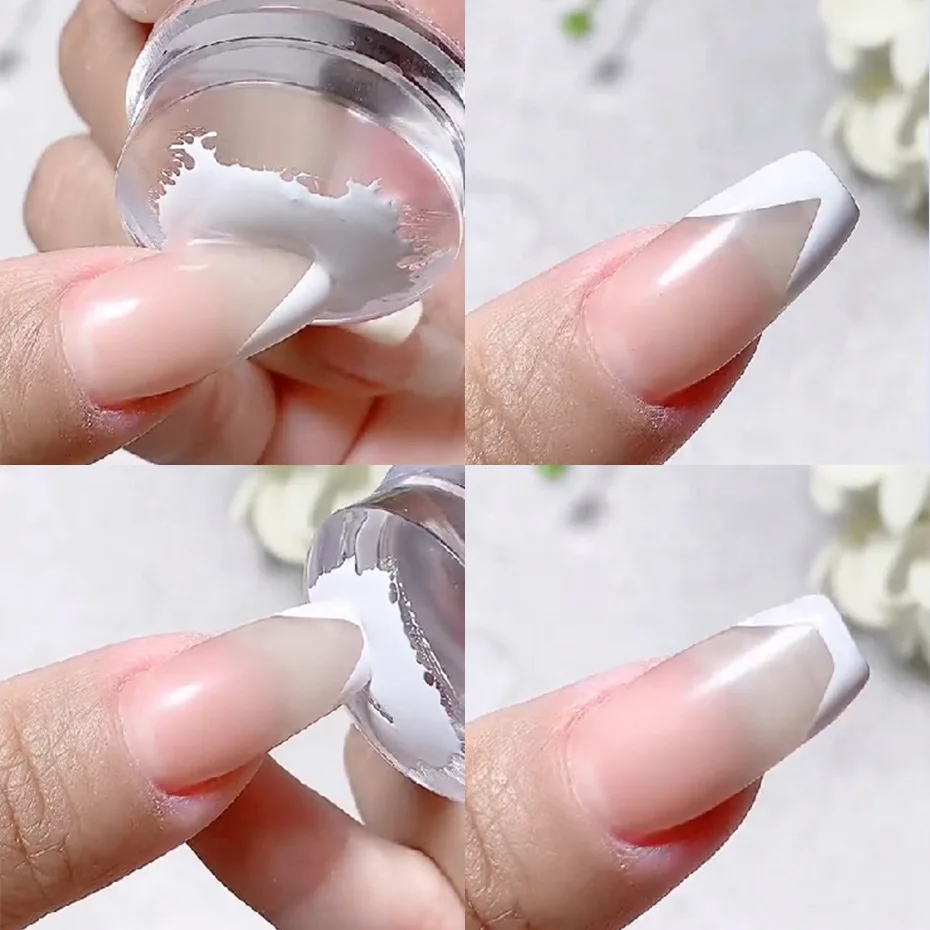 

1 Pcs Silicone Transparent Nail Art Stamping Kit French For Manicure Plate Stamp Polish Stencil Template Seal Stamper Scraper