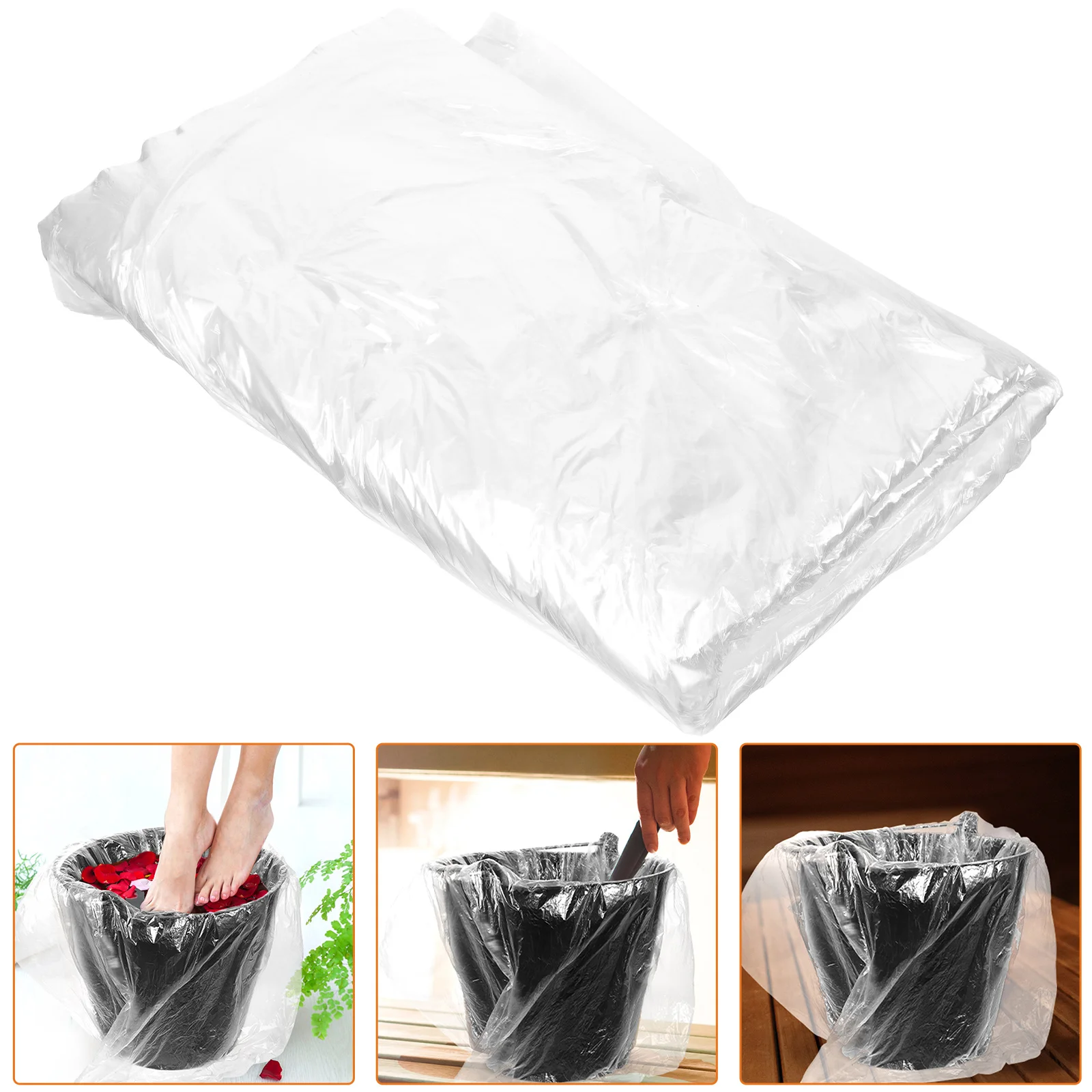 

80 Pcs Spa Stuff Foot Bath Bag Soaking Liners Replacement Pedicure Basin Plastic Shop Supplies Wooden Barrel Bags Disposable