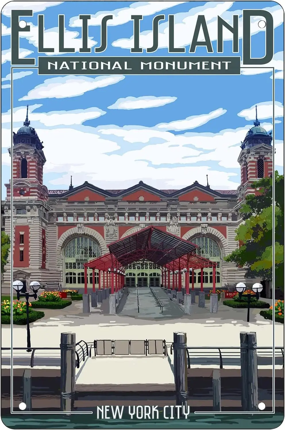 ЗАБАВНЫЕ РЕТРО-знаки из листового металла Национальный памятник острова Эллис