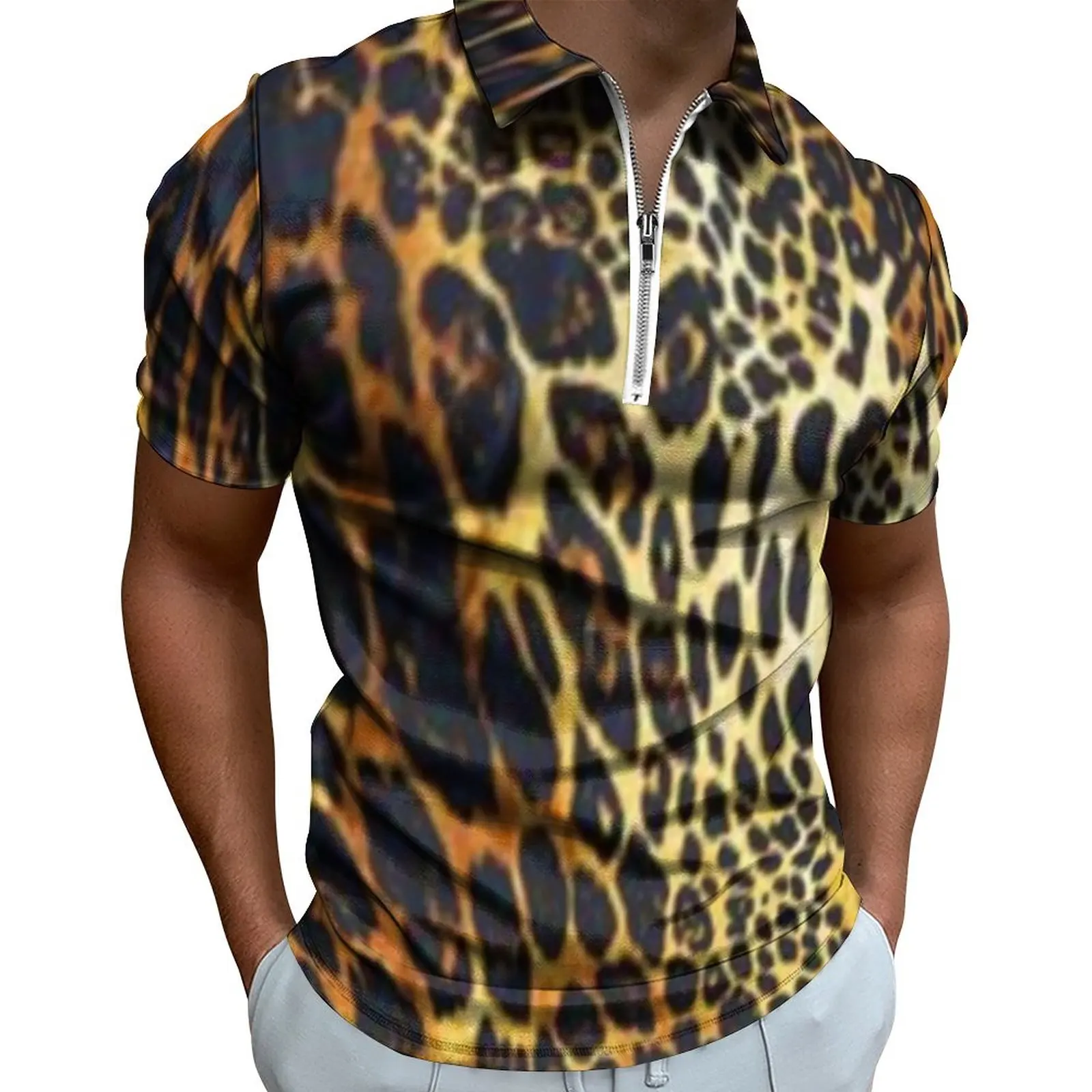 

Рубашка-поло мужская с принтом тигра, Повседневная модная футболка с коротким рукавом и отложным воротником, с графическим принтом диких жи...
