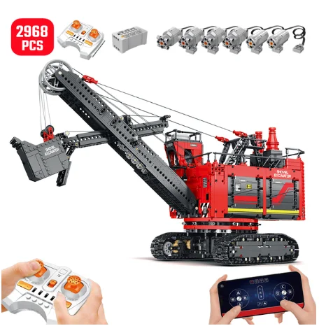 

NEW 2968pcs Technical Front Shovel Rope Excavator Car Building Blocks The APP RC Motorized Excavator Model Brick Toys Kids Gifts