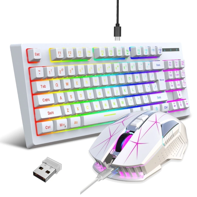 Беспроводная клавиатура 2 комплект мыши 87 клавиш 2400 точек на дюйм офисная мышь