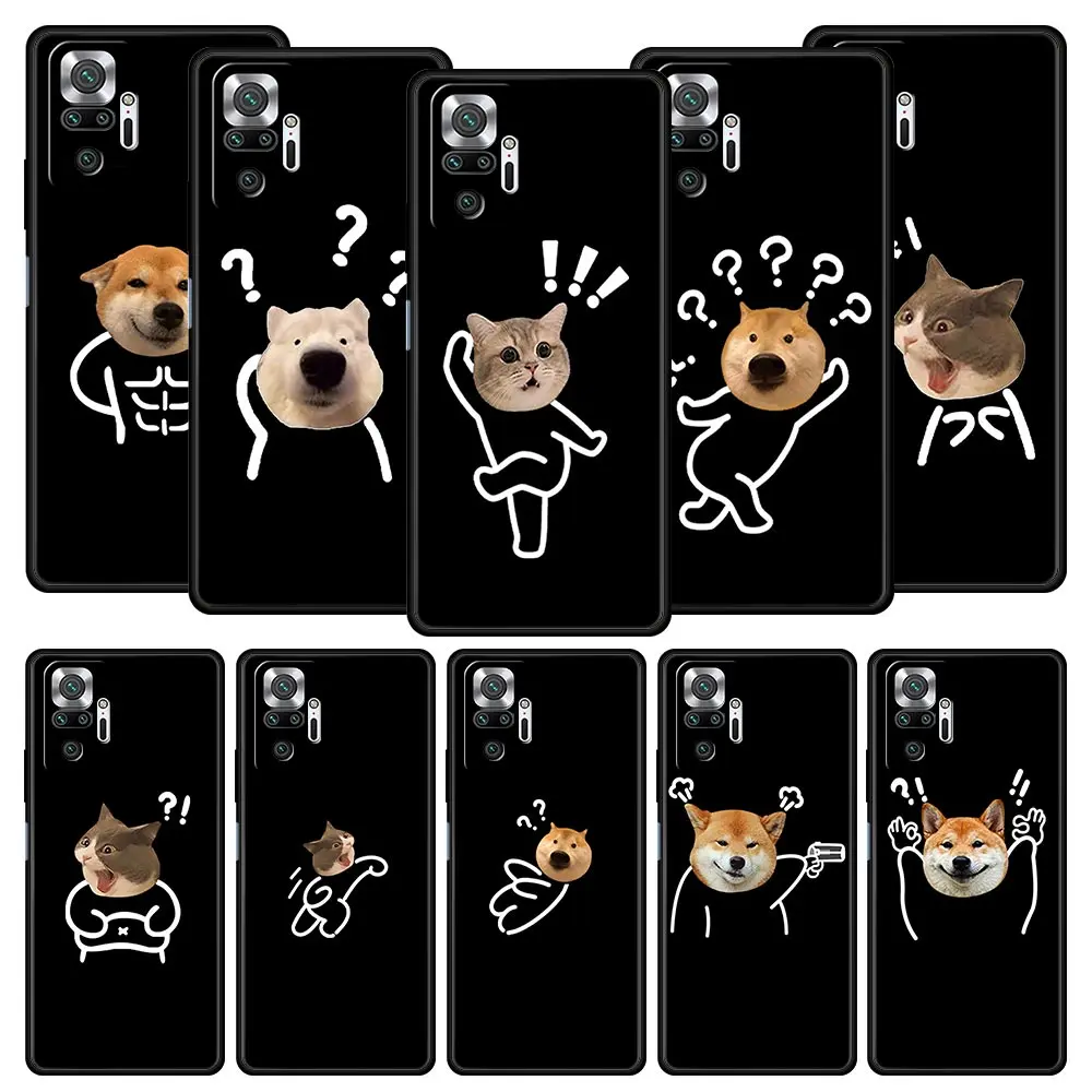 

Lovers Creative Funny Cartoon Cat Dog Phone Case For Xiaomi Redmi Note 11 10 9 Pro 5G K50 9s 7 8 8T 8A 9A 9C 9T K40 Gaming Cover