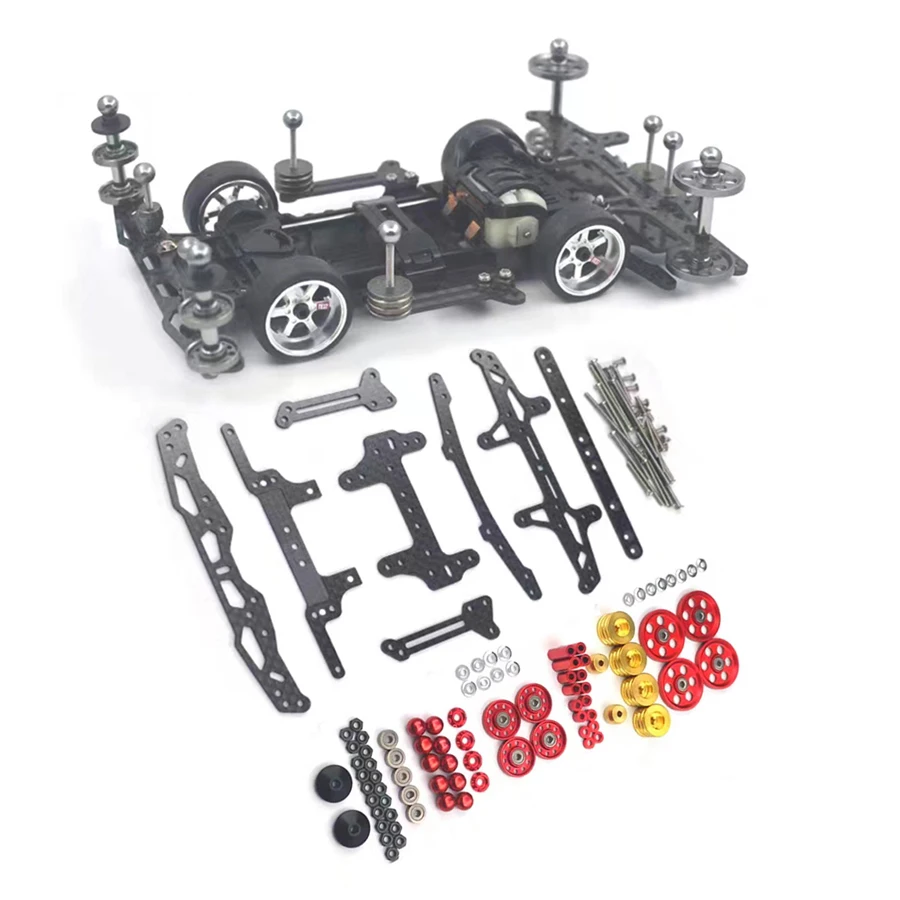 Комплект модифицированных запчастей для автомобиля VZ, шасси Tamiya Mini 4WD, модифицированные детали, легкий направляющий круг, смеситель из угле...