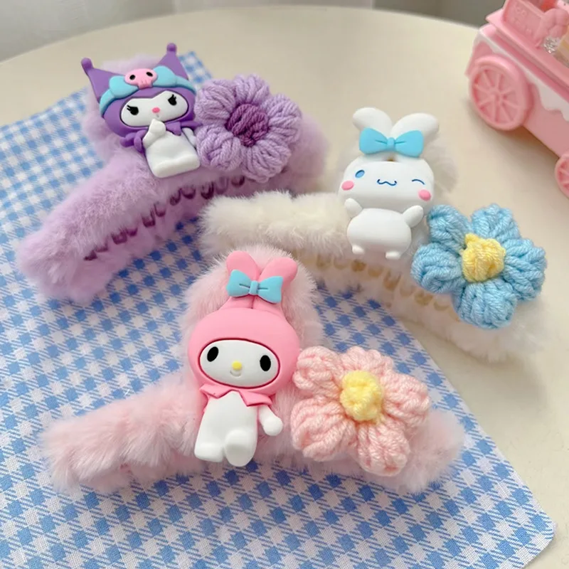 

Новый милый плюшевый зажим Sanrio Kuromi Mymelody Cinnamoroll в виде акулы, зажим для волос, аксессуары для волос для девочек, рождественский подарок для де...