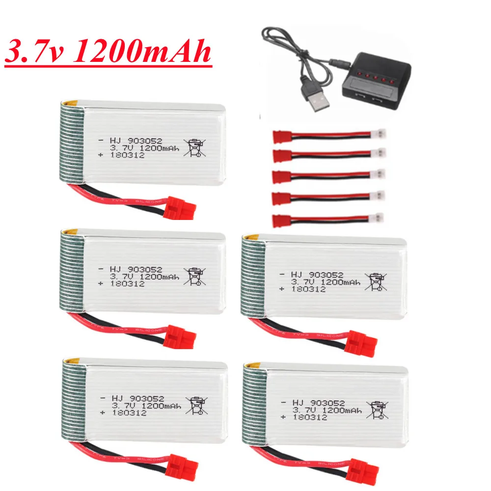 Литий-полимерный аккумулятор 3 7 в 1200 мАч и зарядное устройство 5 1 для Syma X5HC X5HW X5UW