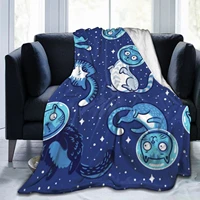 blue flannel fleece fleece blanket soft warm sofa cover cats space travel star abstract wind boys and girls day gift 80x60 inch
