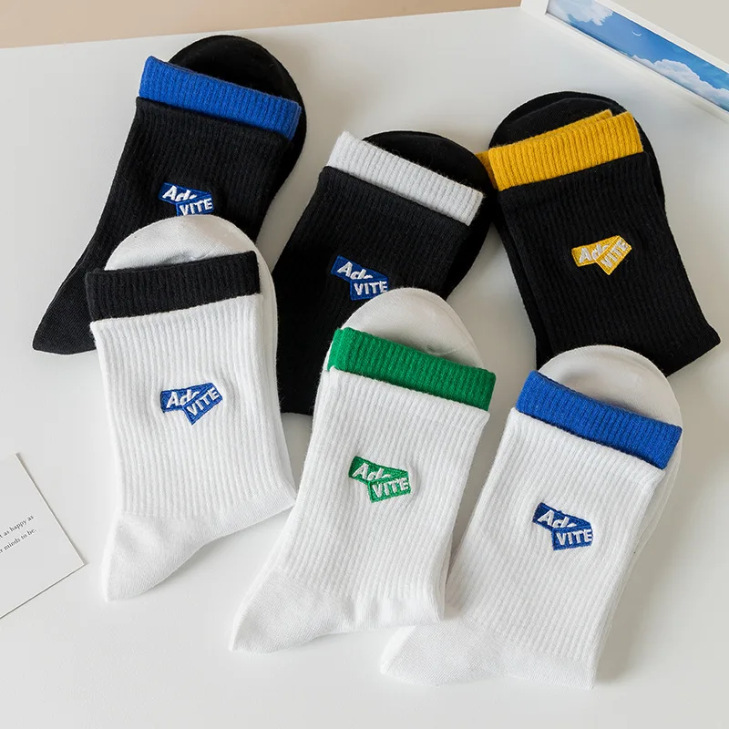 

Японская версия в Корейском стиле, носки с вышивкой и надписью, спортивная экипировка, модные мужские и женские уличные носки