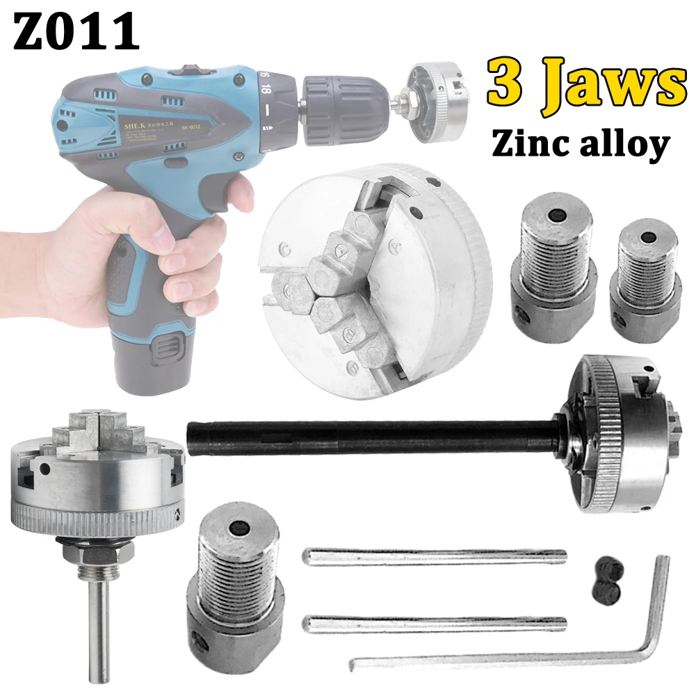 

Z011 3 Jaws Lathe Chuck Sets Self-Centering Chuck Zinc Alloy Mini Drill Chuck M12 Connection Shaft for Grinding Milling Turning
