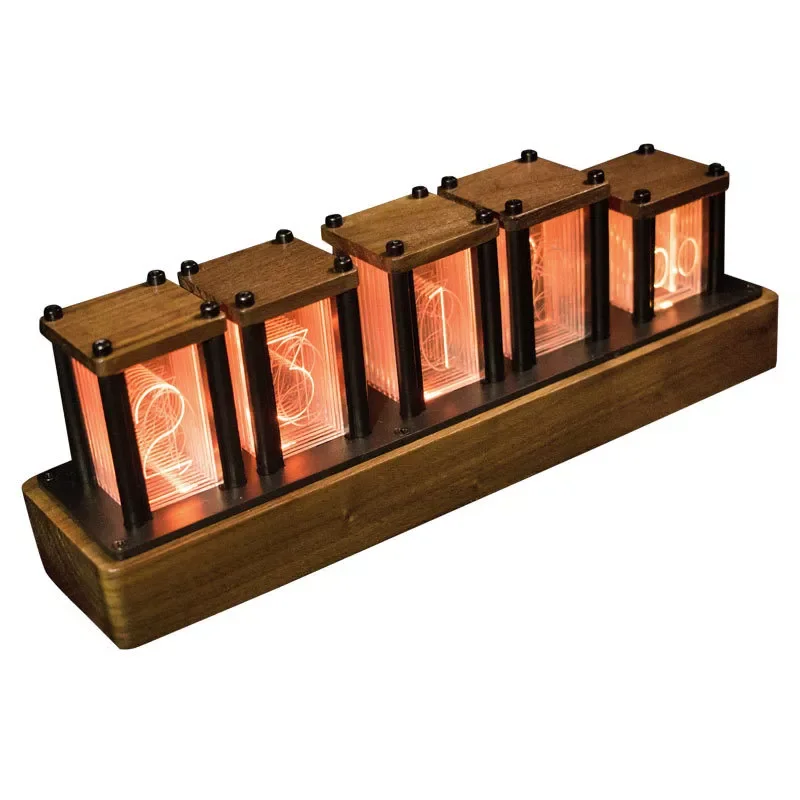 

RGB Imitation Tube Lights Digital Clock Glow Clock LED Solid Wood Ornament Fluorescent Desk Clock Semi-Finished