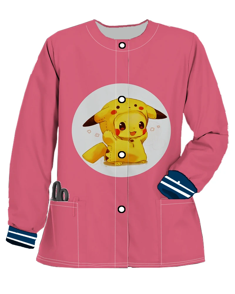 

Куртка-бомбер для медсестер, женская одежда, кардиган, верхняя одежда с карманами на пуговицах, женская одежда с длинным рукавом, Новое поступление 2023