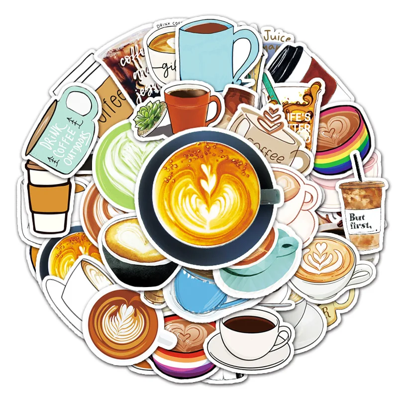 

50PCS Cartoon Personality Coffee DIY Graffiti Hand Account Scooter Laptop Computer Car Foreign Trade Decoration Sticker