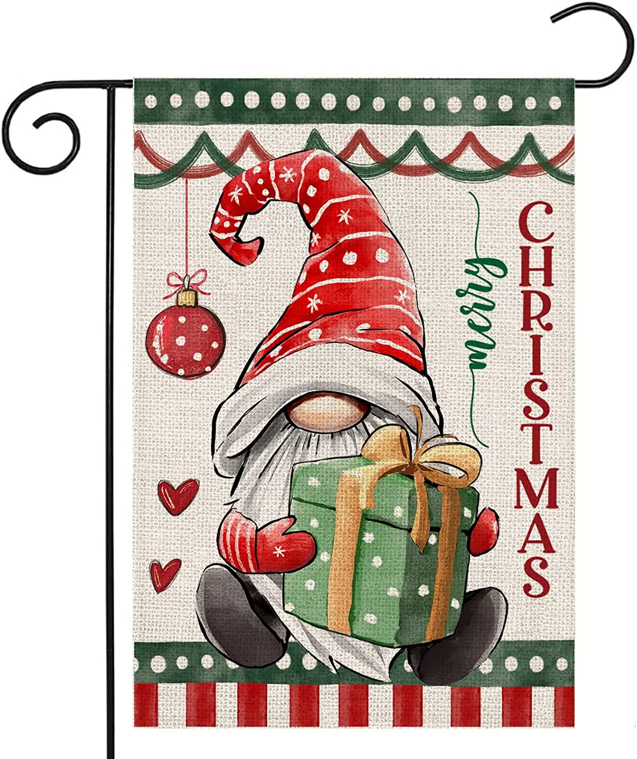 

Christmas Gnome Garden Flag 12x18 Double Sided Xmas Gnome with Gift Small Yard Flag Seasonal Decorations for Winter Farmhouse