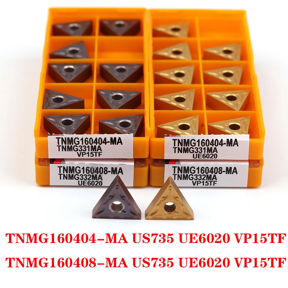 

10 шт. TNMG160404-MA US735/UE6020/VP15TF карбидная вставка, внешние токарные инструменты, токарный станок, резец, токарный инструмент