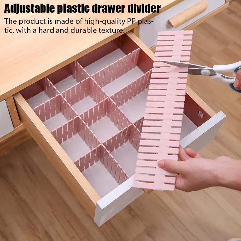 

4Pcs DIY Adjustable Storage Partition Board Plastic Drawer Divider Combination Partition Board Space-saving Division Organizer