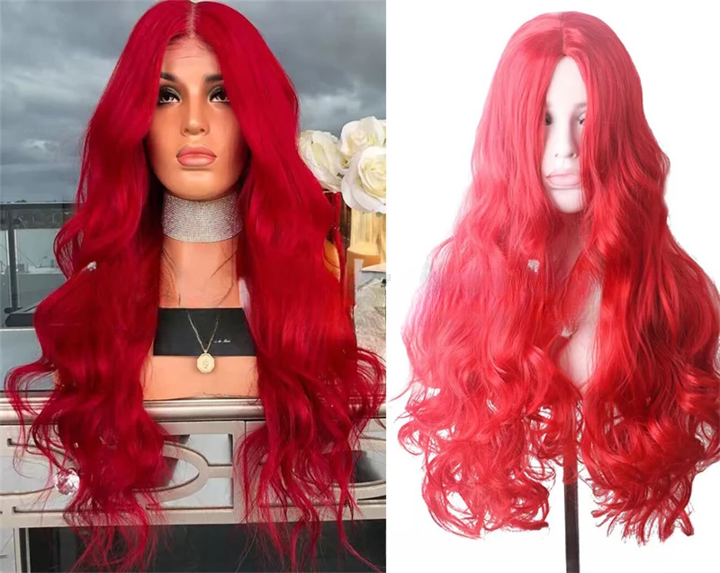 Красные волоконные капоты средней длины крупные волны