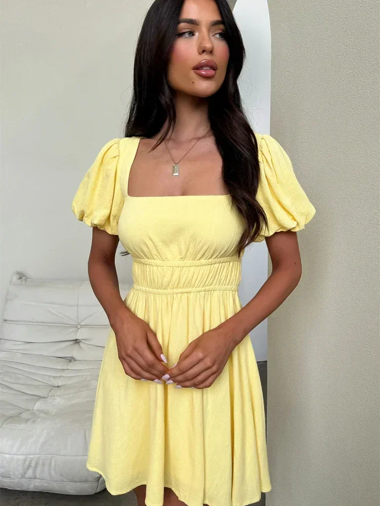 Женское однотонное эластичное плиссированное мини-платье элегантное облегающее