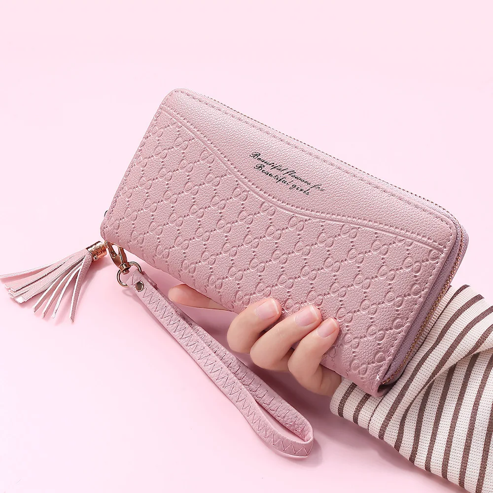 

Новинка 2021, Женский кошелек с большой вместимостью, клатч на молнии с кисточкой, дамская сумочка, модный кошелек