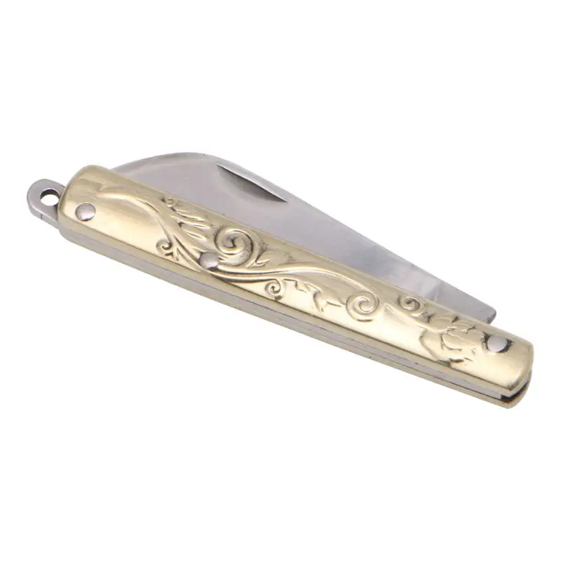 

Retro Keyring Small Pocket Folding Folder Knife 8cm Brass Keychain