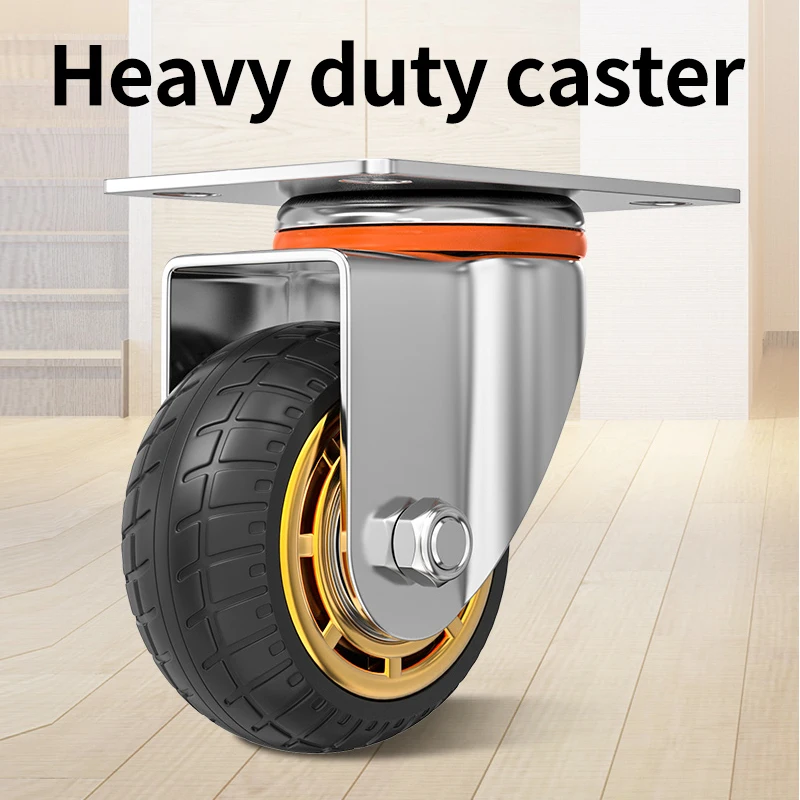 

3/4/5/6/7/8 Universal Soft Rubber Furniture Casters One-Way Quiet Heavy Duty Caster Brake Wheels For Desk Carts