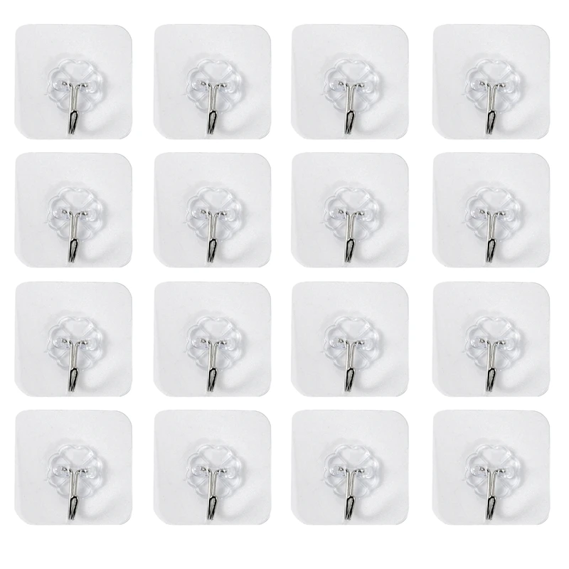 

16 шт., самоклеящиеся прозрачные настенные крючки 7 см X 7 см