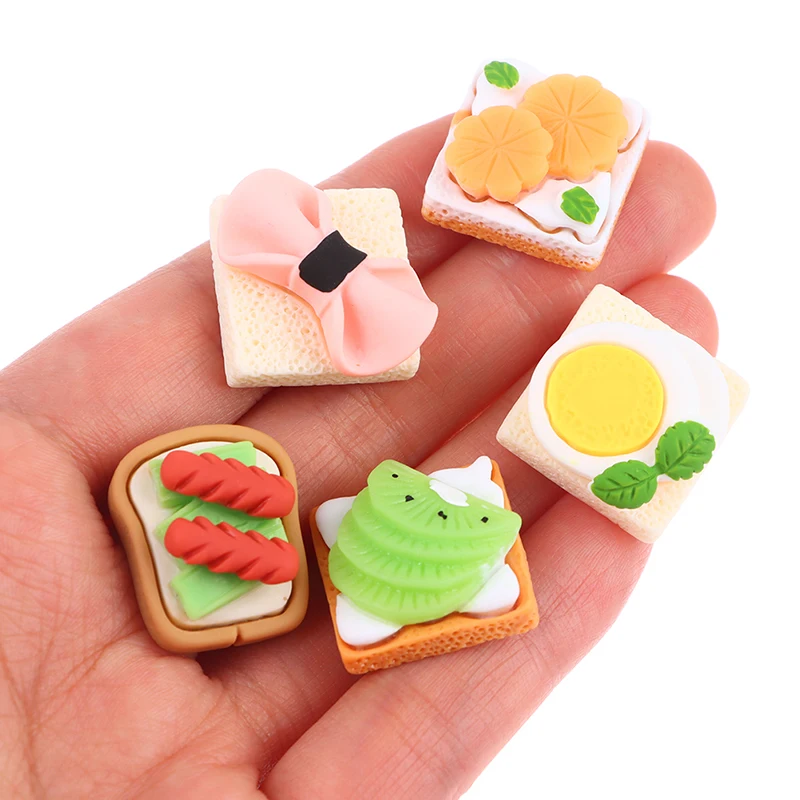 

5pcs Dollhouse Miniature Fruit Dessert Cream Toast Model Kitchen Accessories For DIY Doll House Decor Kids Pretend Play Toys