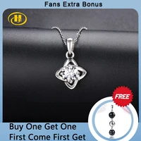 hutang 1 carat white moissanite pendant solid 925 sterling silver necklace four leaf clover shape fine jewelry engagement gift