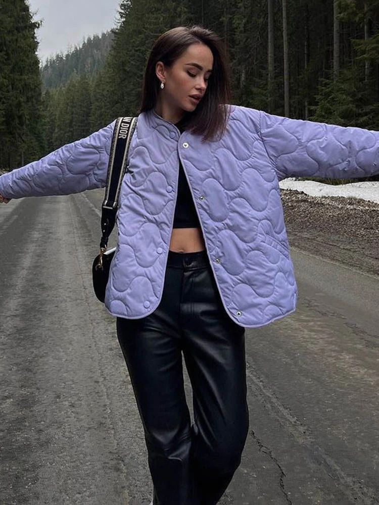 Cryptographic Fall Winter Single Breasted Quilted Coats and Jackets for Women Warm Parkas Trench Coat Warm Loose Jackets Clothes