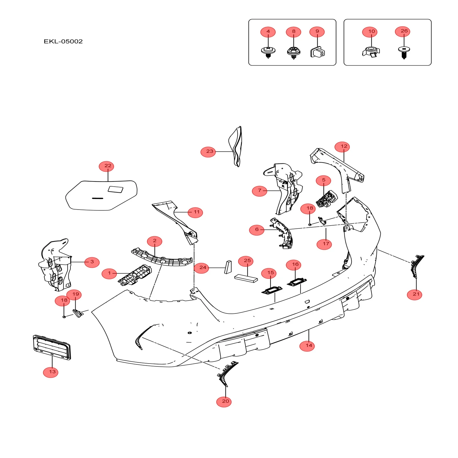 Для BYD SEAL задний бампер в сборе EKEA- 2804100 H