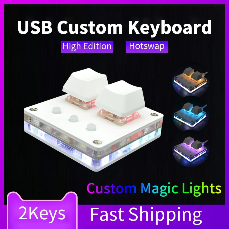 

Mini Programming Macro Keyboard RGB 2Key Copy Paste Photoshop Gaming Keypad USB Hotswap Mechanical Keyboard Macropad keycap